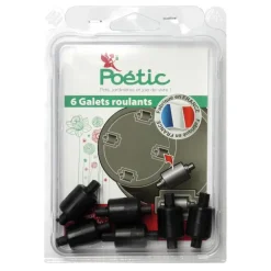 Ensemble de 6 galets roulants noirs pour pots Eda Poetic - Les 6 pièces