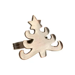 Ensemble de 4 ronds de serviette en métal noir forme sapin - 5,5 x 4,5 cm