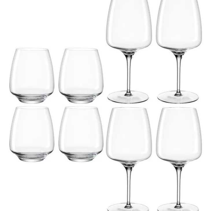 Ensemble de 4 verres à pied et 4 verres à eau transparent anti-choc Leonardo Cesti - les 8 pièces