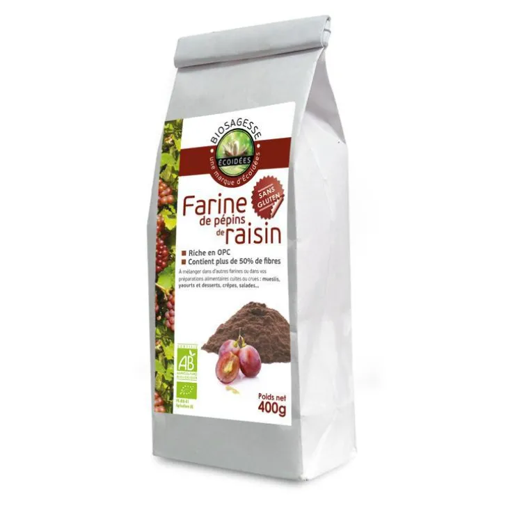 Farine de pépins de raisin bio en sachet de 400 g