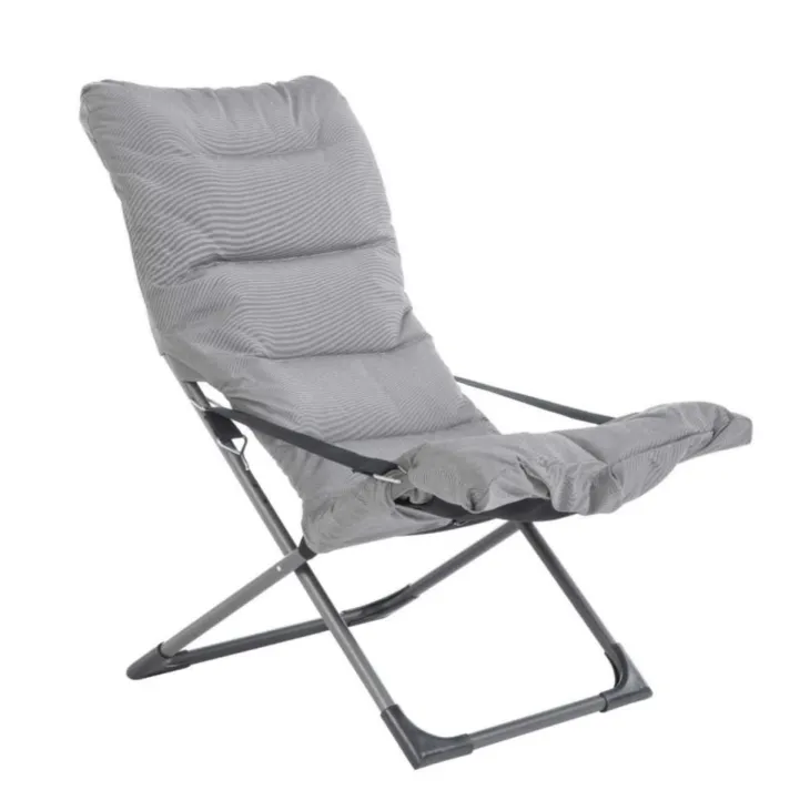 Fauteuil en aluminium et toile Oléfine gris Fiam Fiesta Soft - 86/99 x 62 cm
