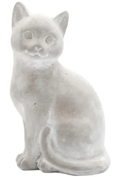Figurine chat coloris gris en ciment - 15 x 12,5 x 24,5 cm