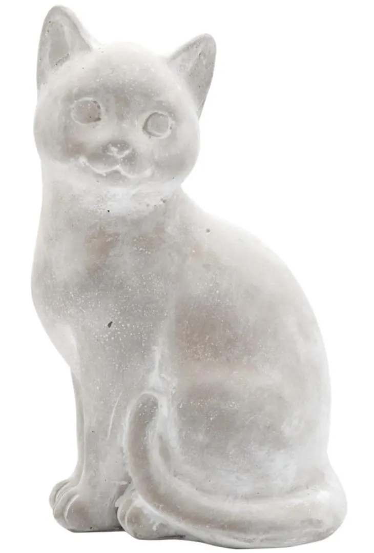 Figurine chat coloris gris en ciment - 15 x 12,5 x 24,5 cm