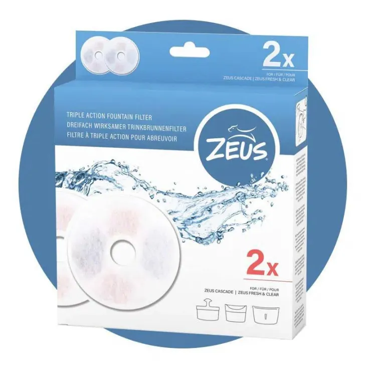 Filtres triple action fontaine à eau pour chien Zeus - x 2
