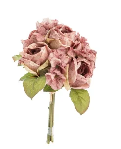 Fleur artificielle en papier bouquet de roses coloris violet - H 30 cm