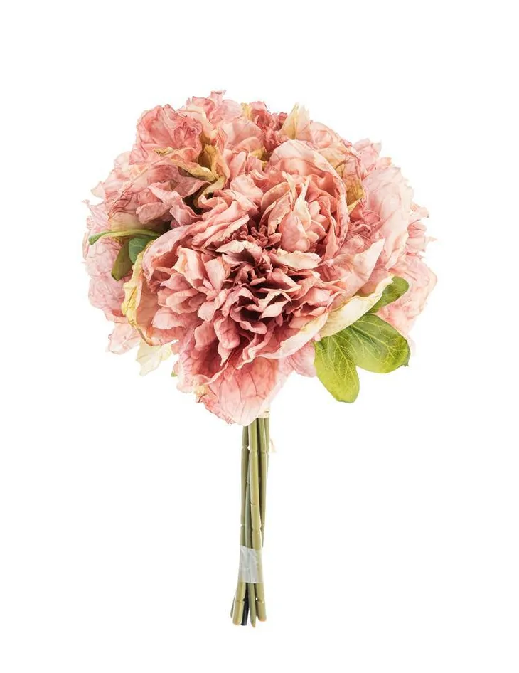 Fleur artificielle en papier bouquet de pivoine coloris rose - H 30 cm
