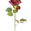 Fleur artificielle en papier tige de rose coloris rouge - H 44 cm