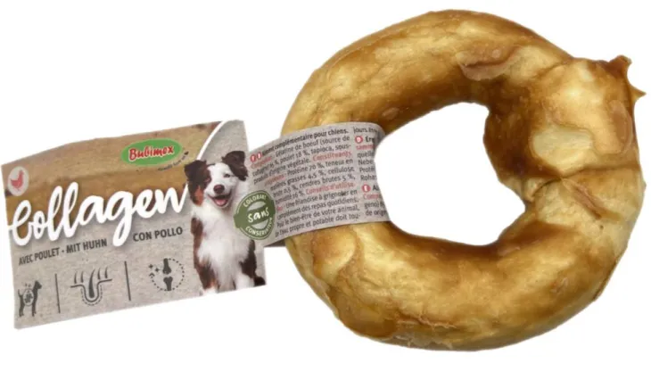 Friandise à mâcher pour chien en vrac donut de collagène au poulet Bubimex – Ø 10 cm – Prix à la pièce