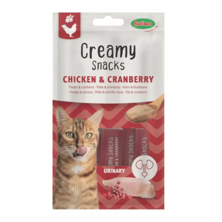 Friandise en crème pour chat poulet et cranberry Bubimex Creamy x 4 - 60 g