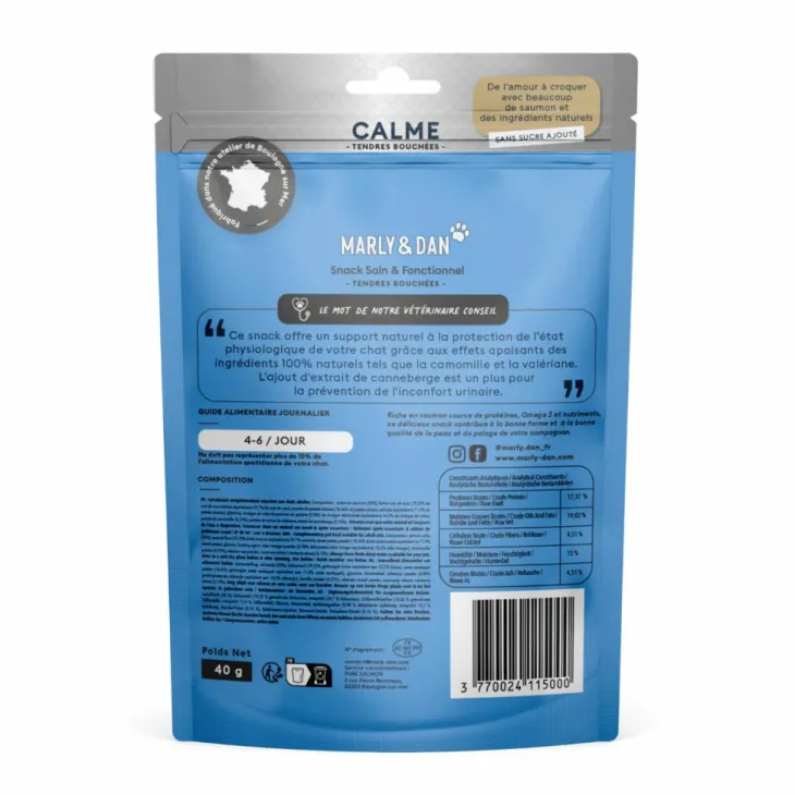 Friandises pour chat tendres bouchées calme Marly & Dan - 40 g