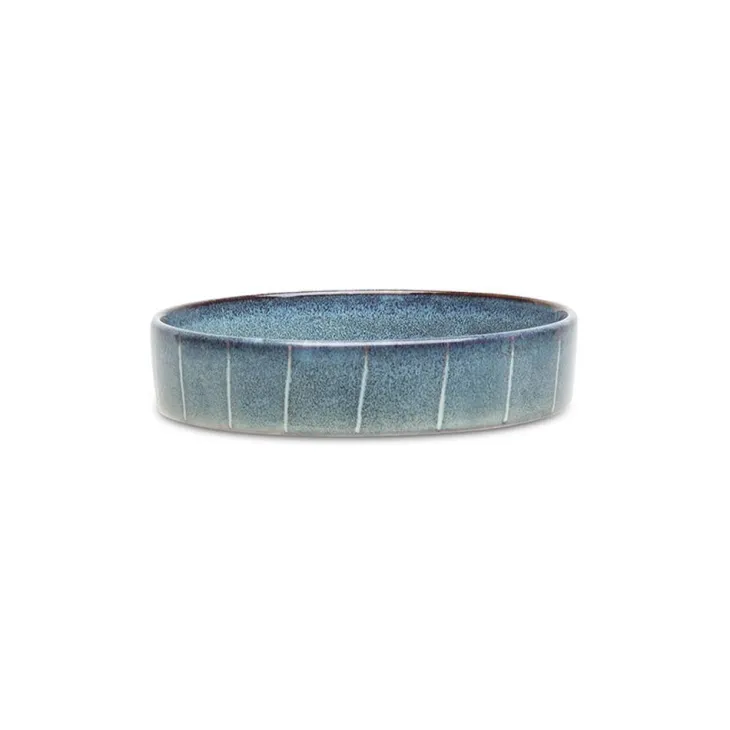 Gamelle pour chat en grès coloris gris avec rayures Reactive Glaze Scruffs - 13 x 13 x 3 cm