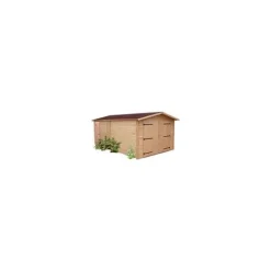 Garage en madriers de bois Douglas massif livré Foresta Bois Habrita - 21,15 m²