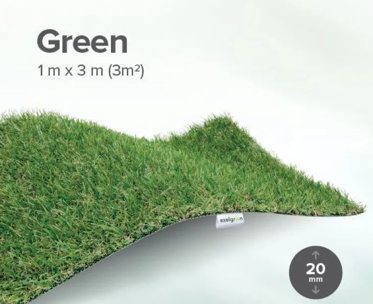 Gazon synthétique Prems 5 mm coloris vert Exelgreen - 2 x 3 m