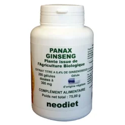 Gélules de panax ginseng bio en boite de 200 unités