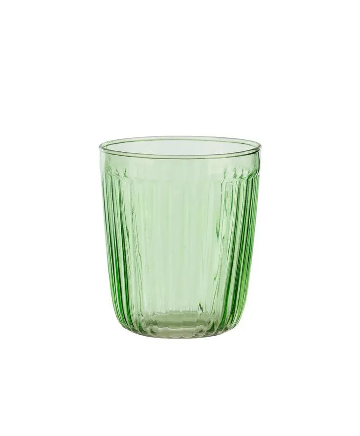 Gobelet décor côtelé coloris vert en verre - 9 x 8 cm
