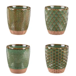 Gobelets en grès vert Ø 7 cm Coffret Jaspe x 4 - 20 cl