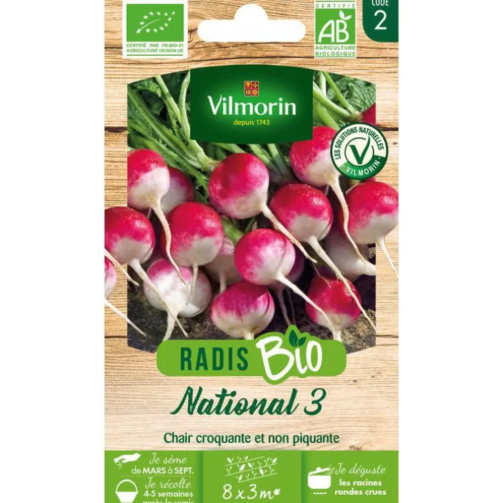 Graines de radis national 3 bio Vilmorin - graines à semer