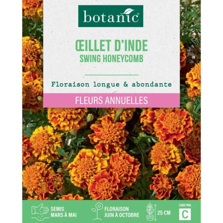 Graines d'œillet d'Inde royal honeycomb botanic® - graines à semer