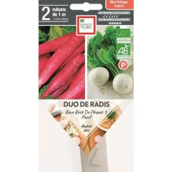 Graines présemées de duo de radis bio Ernest Turc - 2 rubans de 1 m