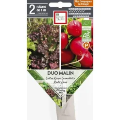 Graines présemées de Duo malin salade rouge et radis Ernest Turc - 2 rubans de 1 m