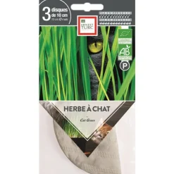 Graines présemées d’Herbe à chat bio Ernest Turc - 3 ronds de 10 cm