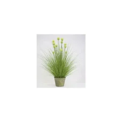 Graminée pompon verte artificielle en PVC x 39 - 27,5 x 25,5 x 145 cm