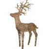 Grand renne marron lumineux en résine à 1320 LED blanc orangé pour extérieur - 180 cm