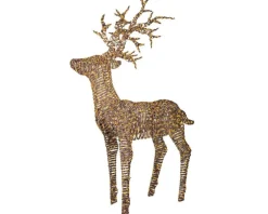 Grand renne marron lumineux en résine à 1320 LED blanc orangé pour extérieur - 180 cm