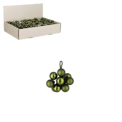 Grappe de boules de Noël en verre vert foncé sur fil - Ø 2 cm