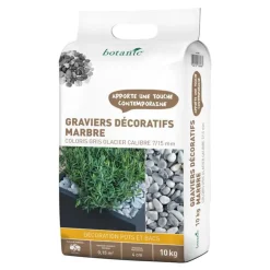 Graviers décoratifs de marbre gris glacier 7 à 15 mm en sac de 10 kg