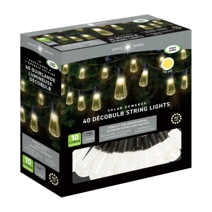 Guirlande DécoBulb 40 LED coloris transparent effet blanc chaud en plastique Smartgarden - 18 m