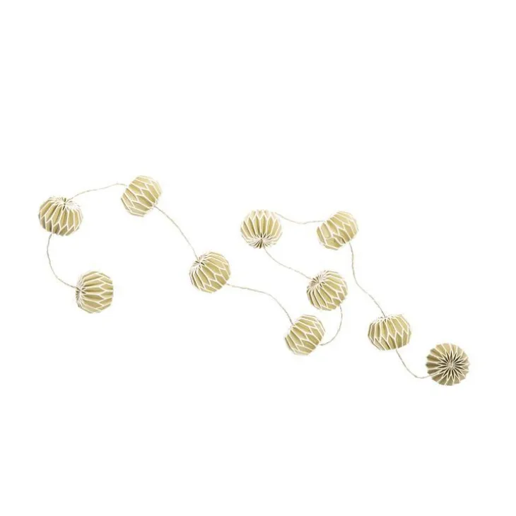 Guirlande de 10 boules de papier origami Vert kaki 2,5 m