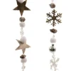 Guirlande de pommes de pin, perles et éléments en bois avec paillettes - 5 x 5 x 105 cm