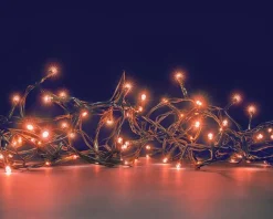 Guirlande lumineuse animée à 64 LED cuivre sur câble vert Flicker Light® - 5 m