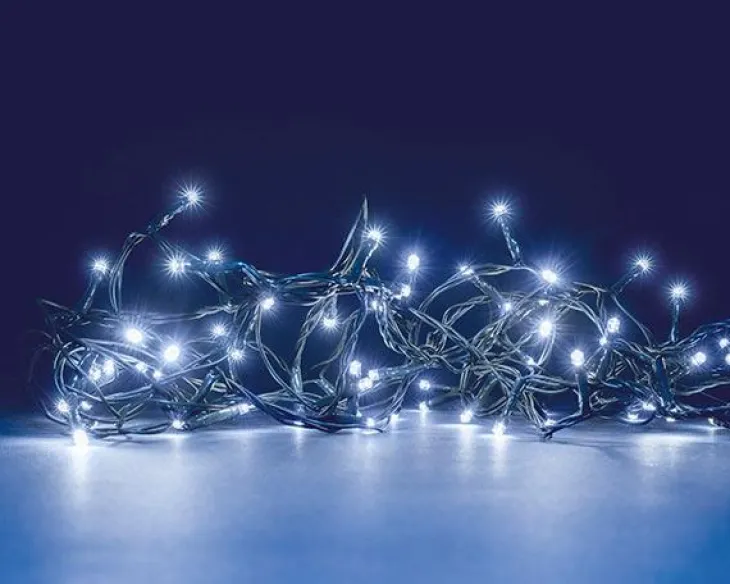 Guirlande lumineuse connectable x2 à 240 LED blanc froid sur câble vert Flicker Light® - 20 m
