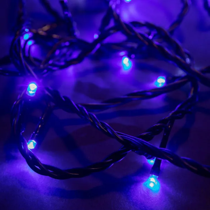Guirlande lumineuse LED à lumière fixe bleu sur secteur - 20 m