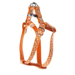 Harnais baudrier Pois pour chien coloris orange - S