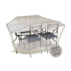 Housse table rectangulaire + chaises 4-6 pers. de coloris anthracite