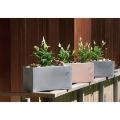 Jardinière contemporaine en terre claire 54x20x19 cm