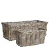 Jardinière panier rectangulaire en osier gris Marcia grand modèle - 58 x 26 x 20 cm