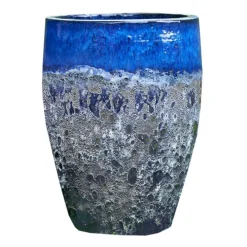 Jarre en grès émaillé bleu Decolines Leon - Ø 45 x H 56 cm