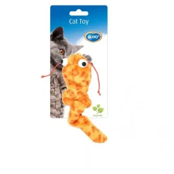 Jouet pour chat coloris orange peluche interactive Duvoplus - 17 x 4,5 x 4 cm