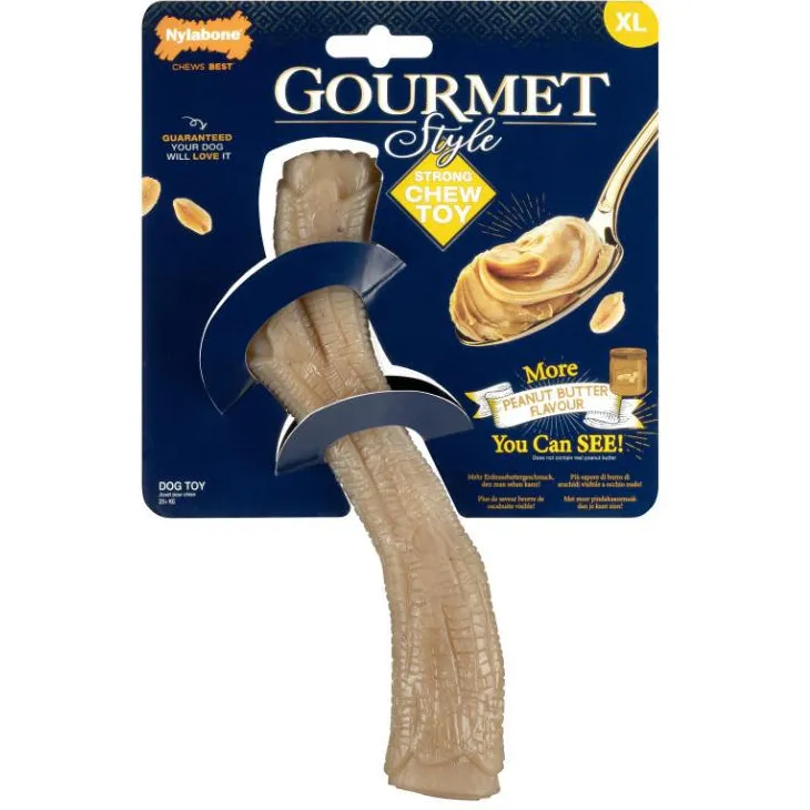 Jouet pour chien en stick au beurre de cacahuètes Nylabone Gourmet - Taille XL