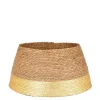 Jupe de sapin de Noël en jacinthe d’eau naturelle avec bordure or Mica Decorations - Ø 50 x H 26 cm