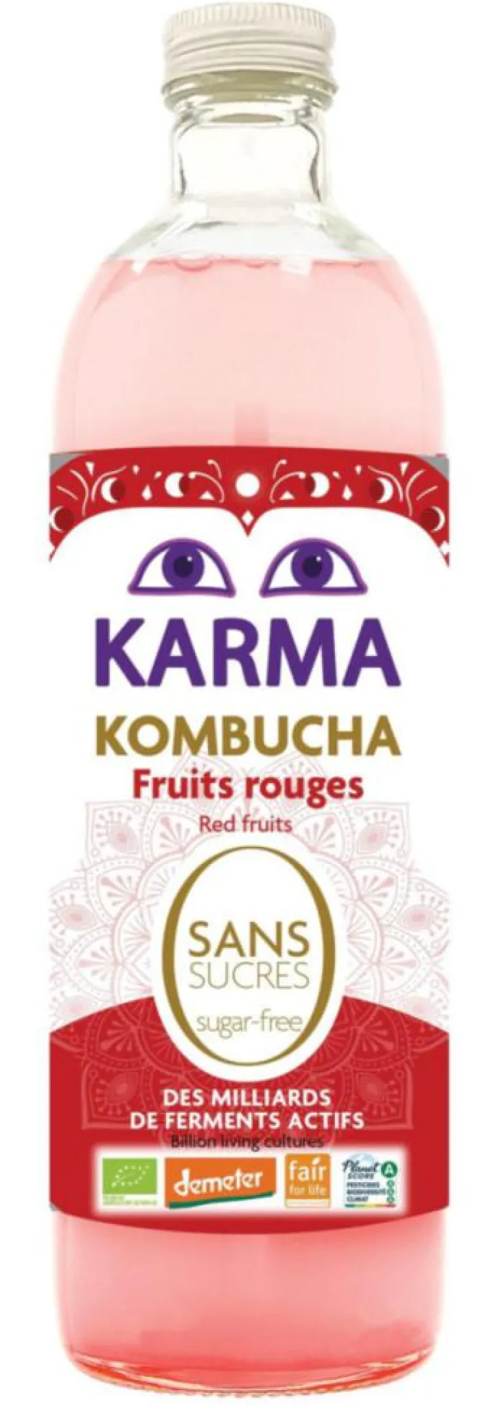 Karma kombucha fruits rouges sans sucre bio en bouteille de verre Karma - 75 cl