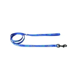Laisse chat à motif 10 mm coloris bleu - 100 cm