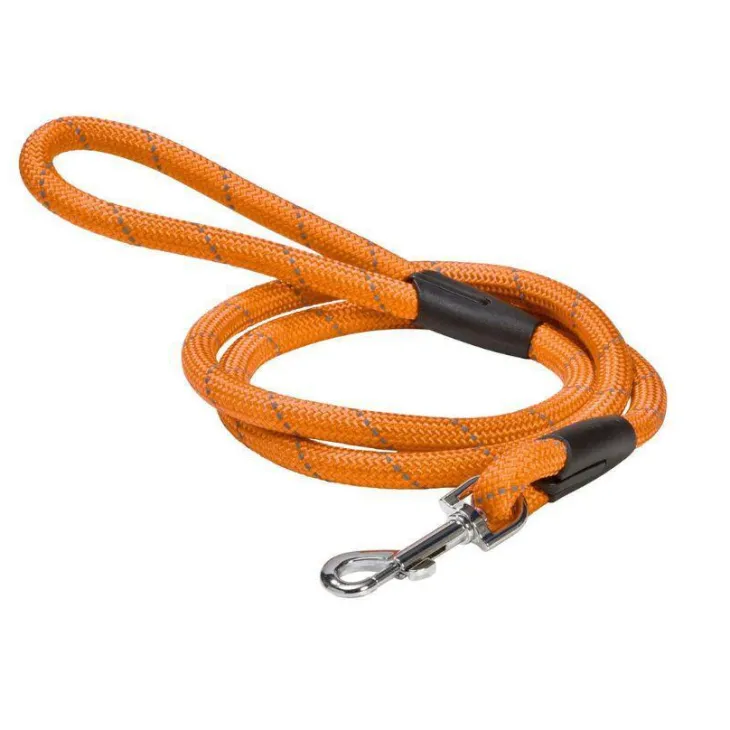 Laisse pour chien en nylon rond coloris orange Bobby - 1,2 m