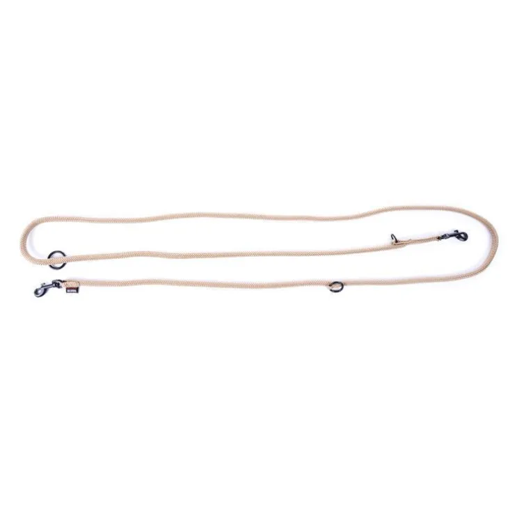 Laisse ronde 3 positions coloris beige - 1,3x190 cm
