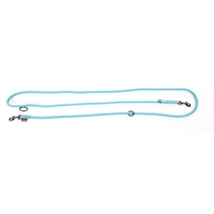 Laisse ronde 3 positions coloris turquoise - 1,3x190 cm