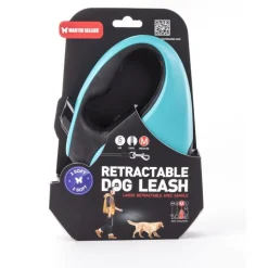 Laisse rétractable 2 Soft sangle coloris noir et turquoise - M